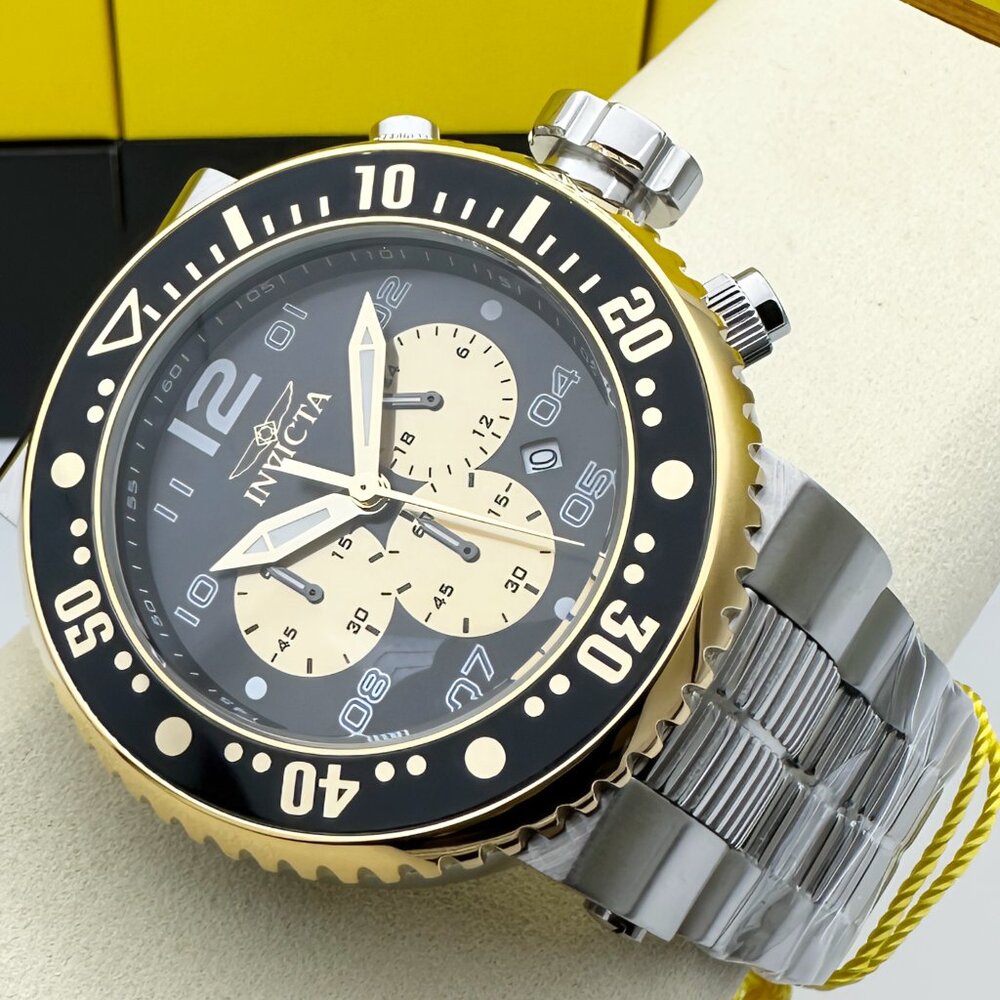 NEW Invicta Pro Diver Men's Watch 52MM Black Dial Chronograph Stainless Steel